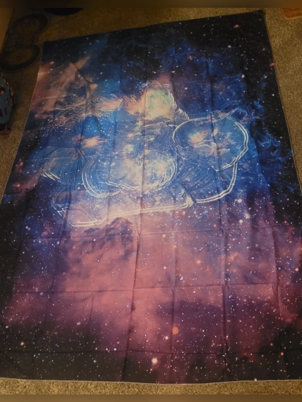 Galaxy Astronaut Tapestry Wall Art - Blue & Pink